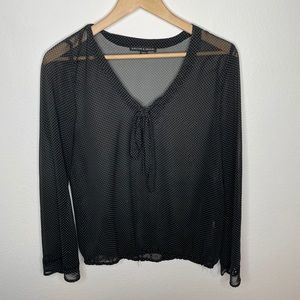 Harlowe & Graham Long Sleeve Sheer Polka Dot Shirt